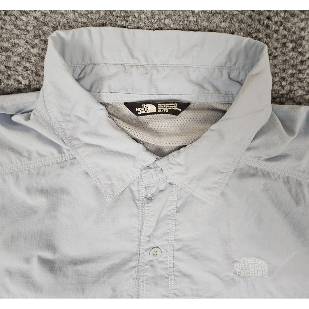 The North Face Mens XL Long Sleeve Hiking Shirt Blue Ventilated Fishing Trail‎